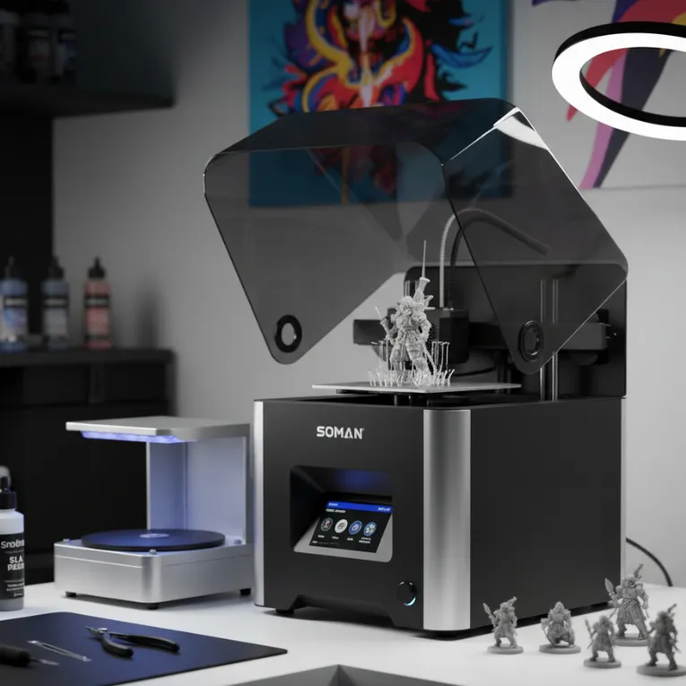 Imprimante 3D résine (SLA) et figurines imprimées